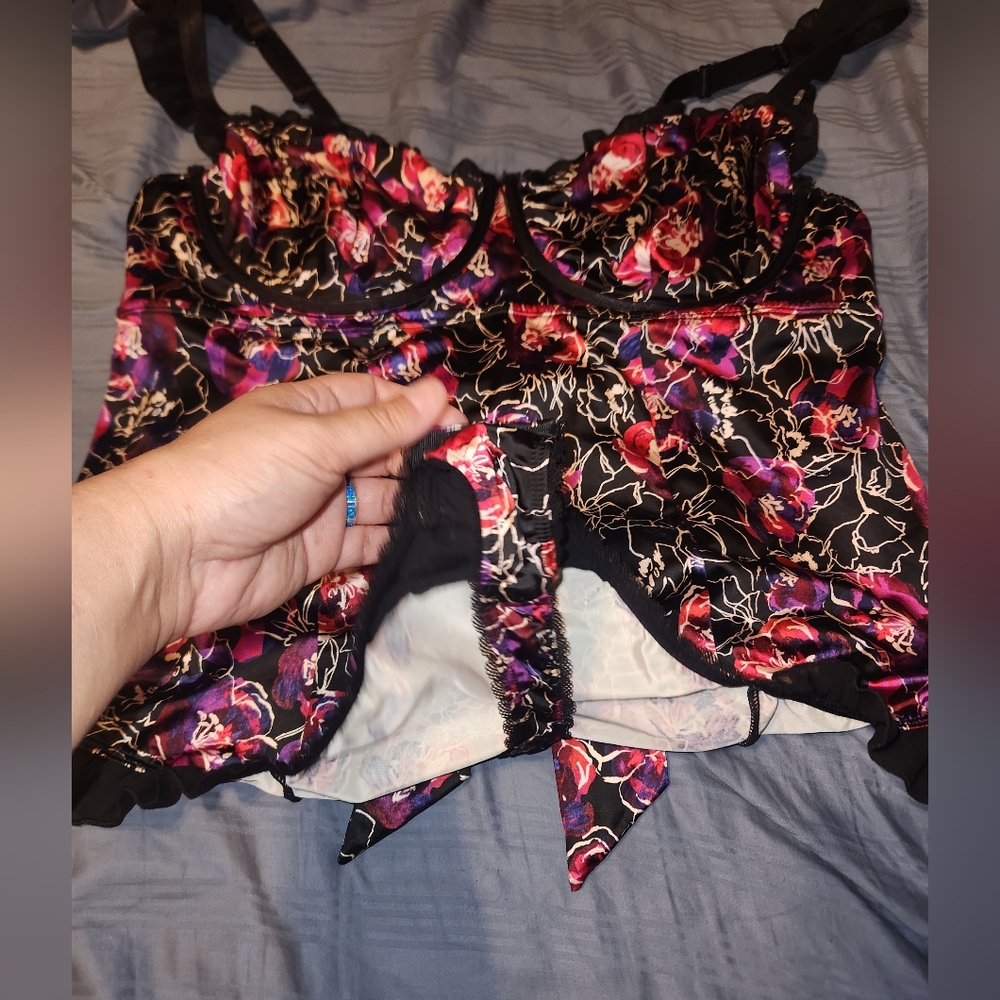 Torrid Black and Purple Floral Chemise - Picture 2 of 4